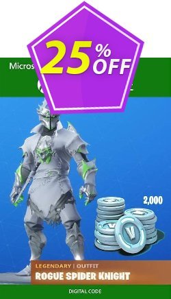 25% OFF Fortnite: Legendary Rogue Spider Knight Outfit + 2000 V-Bucks Bundle Xbox One Coupon code