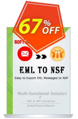 eSoftTools EML to NSF Converter Coupon, discount Coupon code eSoftTools EML to NSF Converter - Personal License. Promotion: eSoftTools EML to NSF Converter - Personal License offer from eSoftTools Software