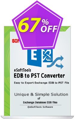 eSoftTools EDB to PST Converter - Corporate License Coupon, discount Coupon code eSoftTools EDB to PST Converter - Corporate License. Promotion: eSoftTools EDB to PST Converter - Corporate License offer from eSoftTools Software