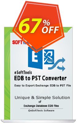 eSoftTools EDB to PST Converter - Technician License Coupon, discount Coupon code eSoftTools EDB to PST Converter - Technician License. Promotion: eSoftTools EDB to PST Converter - Technician License offer from eSoftTools Software