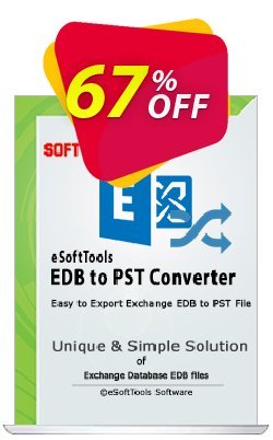 eSoftTools EDB to PST Converter - Enterprise License Coupon, discount Coupon code eSoftTools EDB to PST Converter - Enterprise License. Promotion: eSoftTools EDB to PST Converter - Enterprise License offer from eSoftTools Software