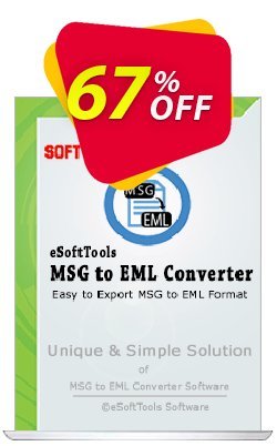 eSoftTools MSG to EML Converter - Corporate License Coupon, discount Coupon code eSoftTools MSG to EML Converter - Corporate License. Promotion: eSoftTools MSG to EML Converter - Corporate License offer from eSoftTools Software