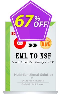 eSoftTools EML to NSF Converter - Corporate License Coupon, discount Coupon code eSoftTools EML to NSF Converter - Corporate License. Promotion: eSoftTools EML to NSF Converter - Corporate License offer from eSoftTools Software