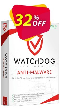 32% OFF Watchdog Anti-Malware 1 year / 1 PC Coupon code