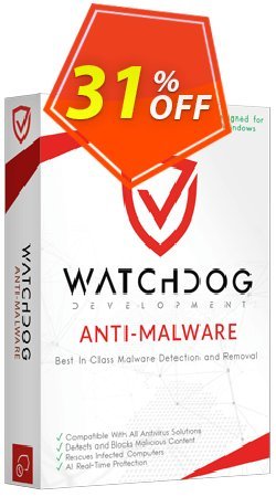 Watchdog Anti-Malware 2 year / 1 PC Coupon, discount 30% OFF Watchdog Anti-Malware 2 year / 1 PC, verified. Promotion: Awesome offer code of Watchdog Anti-Malware 2 year / 1 PC, tested & approved