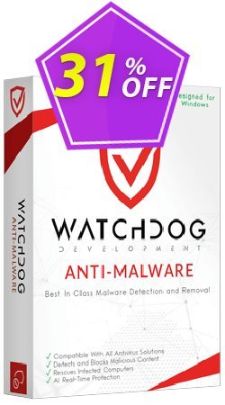 31% OFF Watchdog Anti-Malware 3 year / 1 PC Coupon code