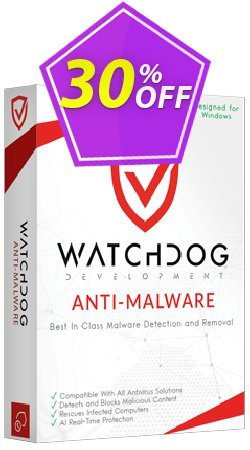 30% OFF Watchdog Anti-Malware 3 year / 3 PC Coupon code