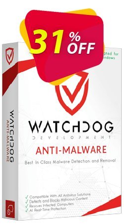 31% OFF Watchdog Anti-Malware 2 year / 3 PC Coupon code