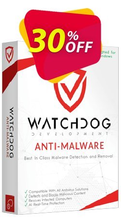 30% OFF Watchdog Anti-Malware 2 year / 5 PC Coupon code