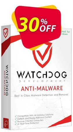 30% OFF Watchdog Anti-Malware 3 year / 5 PC Coupon code