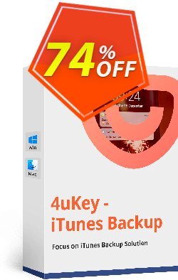 74% OFF Tenorshare 4uKey iTunes Backup - 1 year License Coupon code