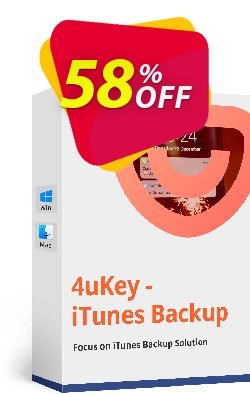 58% OFF Tenorshare 4uKey iTunes Backup - 1 month License  Coupon code