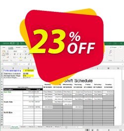 23% OFF Shift Scheduler Spreadsheet for Excel Coupon code