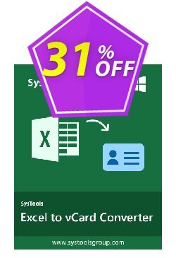 SysTools Excel CSV to vCard Coupon discount SysTools Summer Sale - 