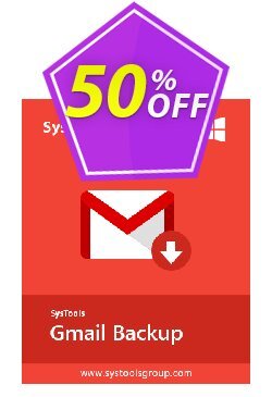 50% OFF SysTools GMail Backup - 100 Users Coupon code