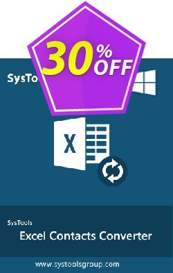 30% OFF SysTools Excel Contacts Converter, verified