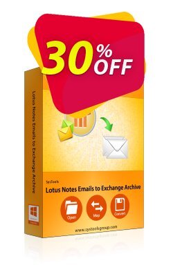 30% OFF SysTools Lotus Notes Emails to Exchange Archive - Site license Coupon code