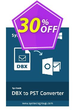 30% OFF SysTools DBX to PST Converter - Enterprise License Coupon code