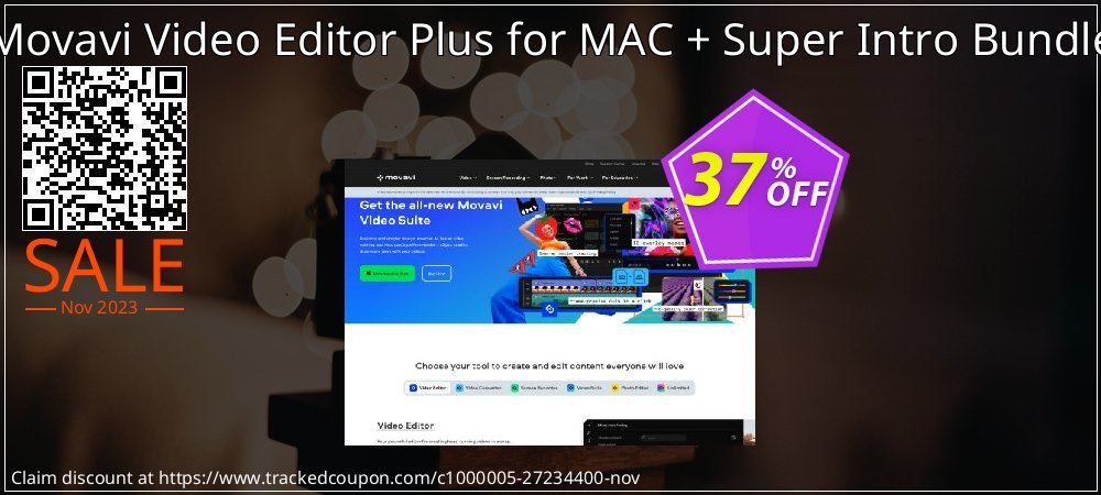 Movavi Video Editor Plus for MAC + Super Intro Bundle coupon on Happy New Year sales