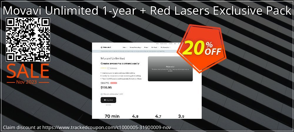Movavi Unlimited 1-year + Red Lasers Exclusive Pack coupon on Macintosh Computer Day sales