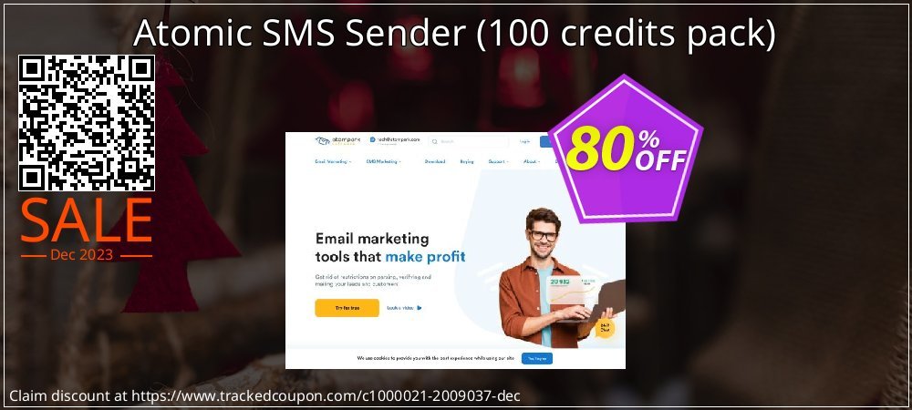 Get 80% OFF Atomic SMS Sender (100 credits pack) offering sales