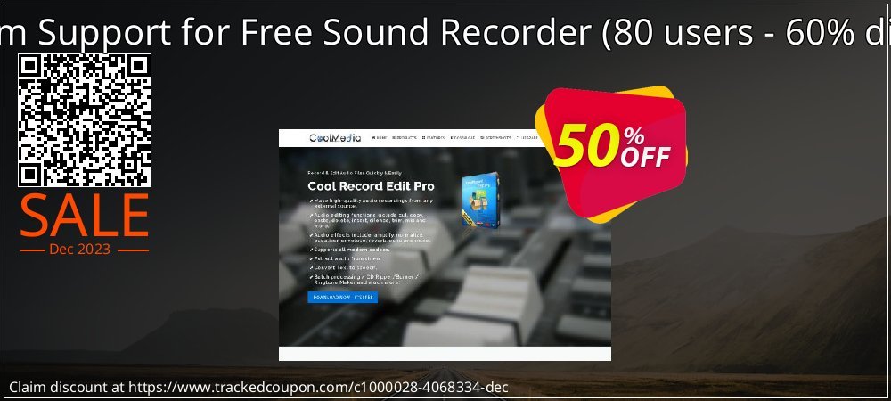 Premium Support for Free Sound Recorder - 80 users - 60% discount  coupon on World Password Day super sale