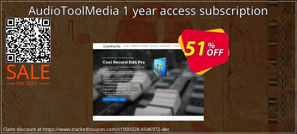 AudioToolMedia 1 year access subscription coupon on April Fools' Day offering sales