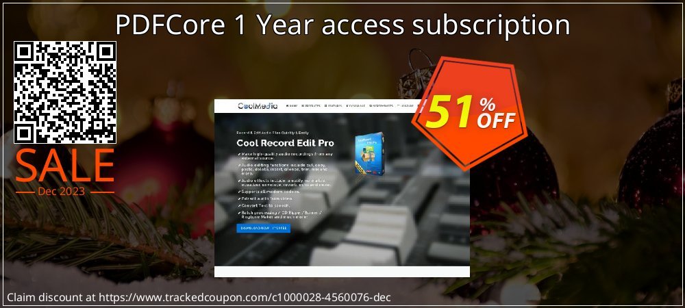 PDFCore 1 Year access subscription coupon on World Party Day offering sales