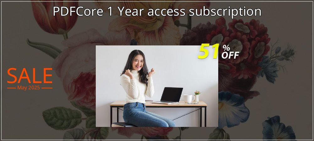 PDFCore 1 Year access subscription coupon on World Party Day offering sales