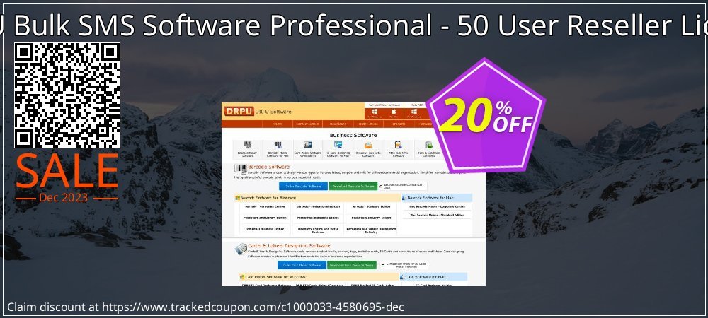 DRPU Bulk SMS Software Professional - 50 User Reseller License coupon on World Backup Day sales