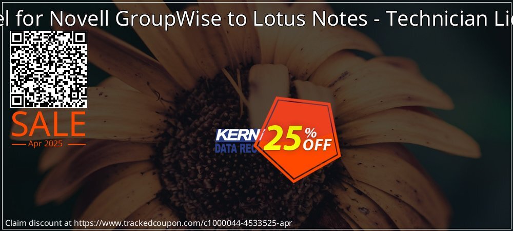 Kernel for Novell GroupWise to Lotus Notes - Technician License coupon on Mother Day discount