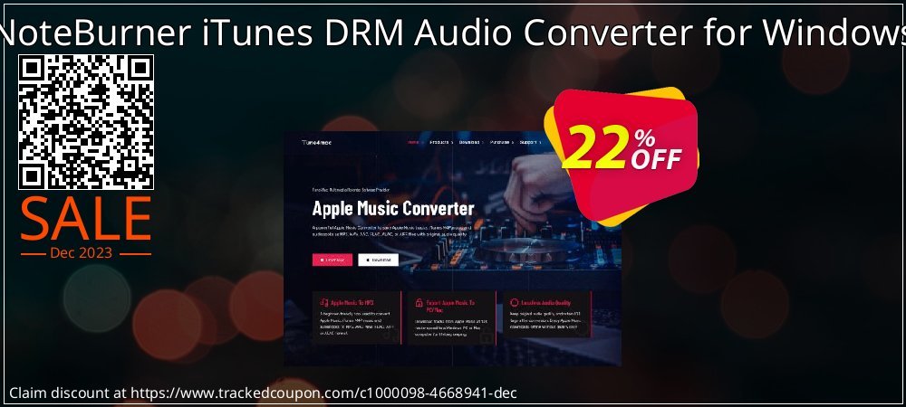NoteBurner iTunes DRM Audio Converter for Windows coupon on World Party Day offering discount