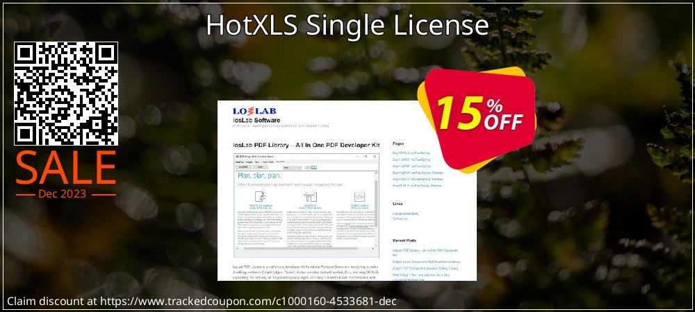 HotXLS Single License coupon on Palm Sunday discount