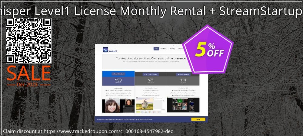 VideoWhisper Level1 License Monthly Rental + StreamStartup Hosting coupon on April Fools' Day discount