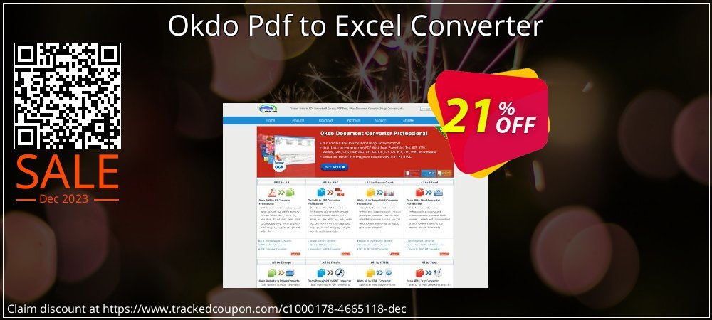 Okdo Pdf to Excel Converter coupon on Virtual Vacation Day offering discount
