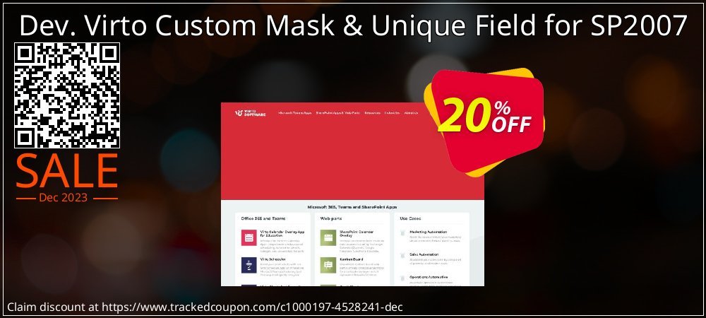 Dev. Virto Custom Mask & Unique Field for SP2007 coupon on Palm Sunday sales