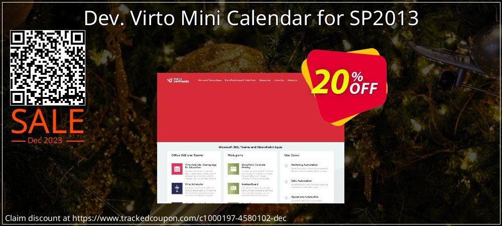 Dev. Virto Mini Calendar for SP2013 coupon on April Fools' Day offering discount