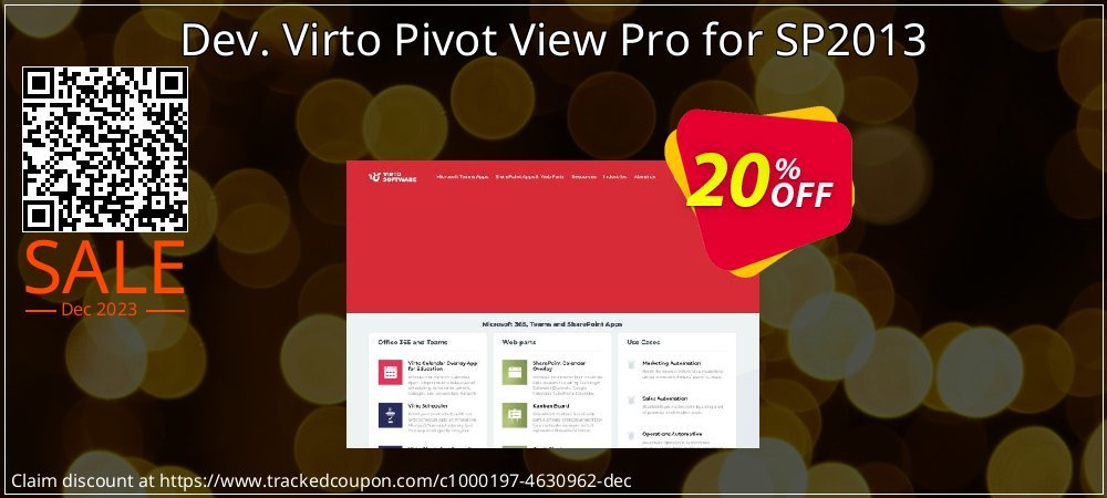 Dev. Virto Pivot View Pro for SP2013 coupon on April Fools' Day offering sales