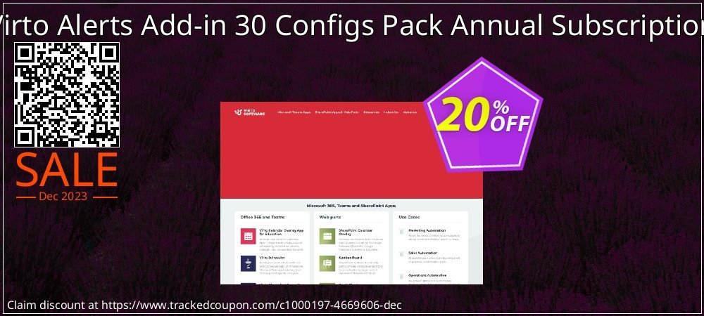 Virto Alerts Add-in 30 Configs Pack Annual Subscription coupon on National Loyalty Day offering discount