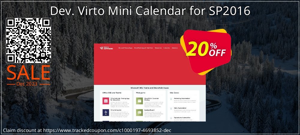 Dev. Virto Mini Calendar for SP2016 coupon on April Fools' Day discount
