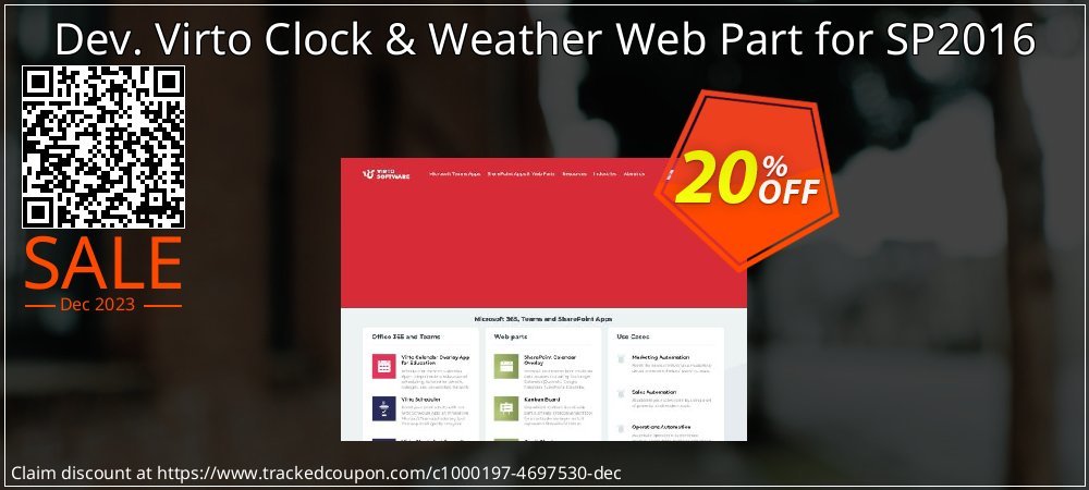 Dev. Virto Clock & Weather Web Part for SP2016 coupon on National Walking Day sales