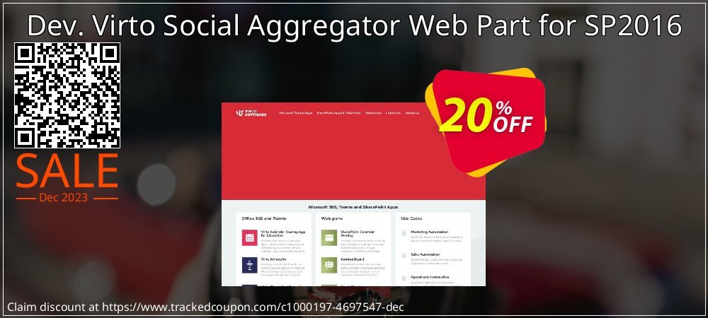 Dev. Virto Social Aggregator Web Part for SP2016 coupon on April Fools' Day promotions