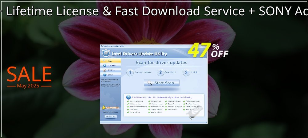SONY Drivers Update Utility + Lifetime License & Fast Download Service + SONY Access Point - Bundle - $70 OFF  coupon on Mother's Day offering sales