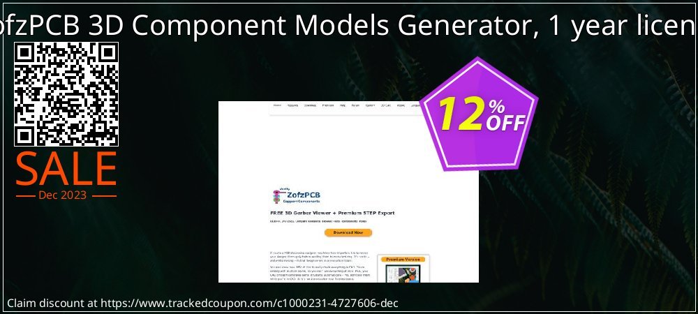 ZofzPCB 3D Component Models Generator, 1 year license coupon on Palm Sunday offering discount