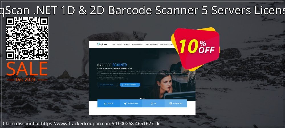 pqScan .NET 1D & 2D Barcode Scanner 5 Servers License coupon on April Fools' Day offering sales
