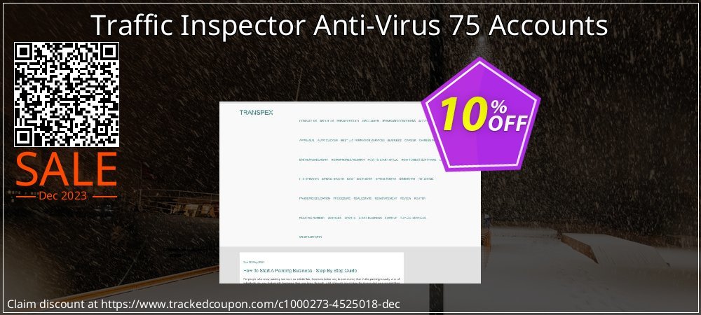 Traffic Inspector Anti-Virus 75 Accounts coupon on Easter Day offering discount