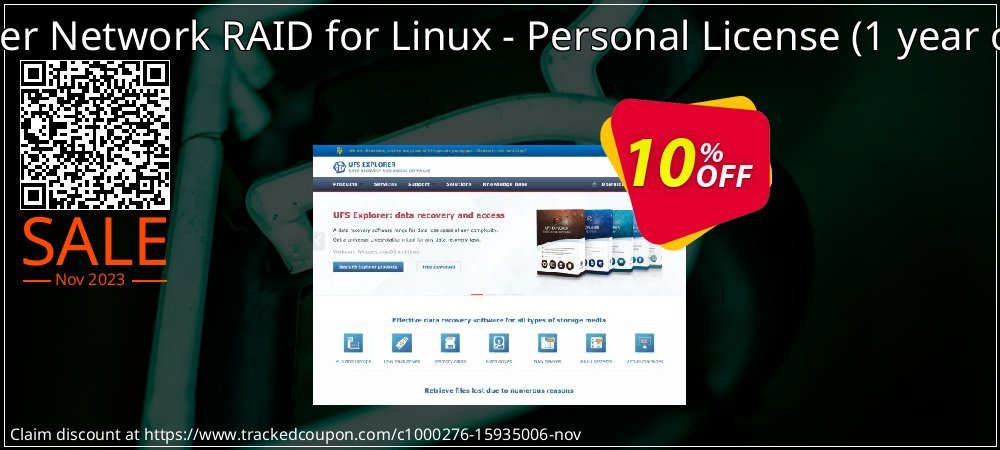 UFS Explorer Network RAID for Linux - Personal License - 1 year of updates  coupon on World Party Day offer