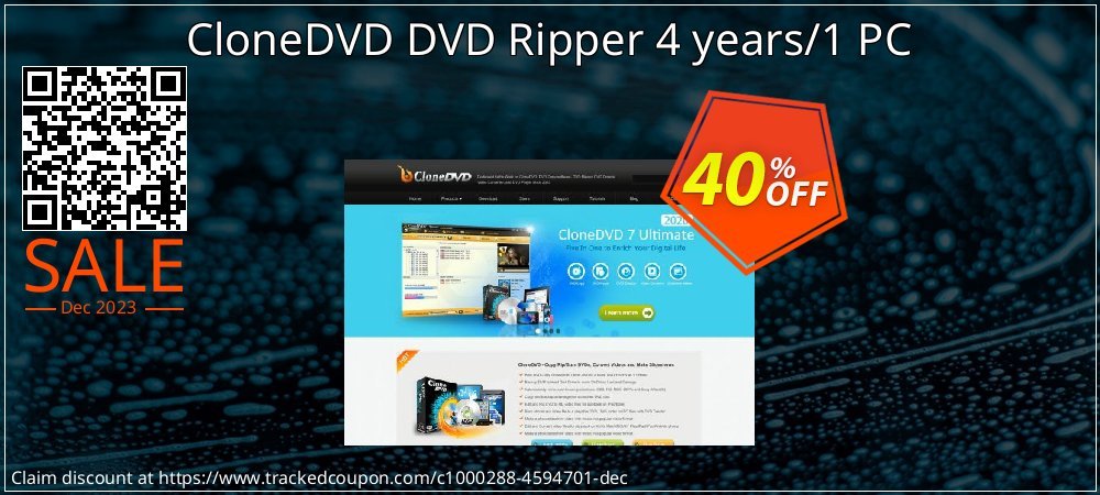 CloneDVD DVD Ripper 4 years/1 PC coupon on Palm Sunday offering sales