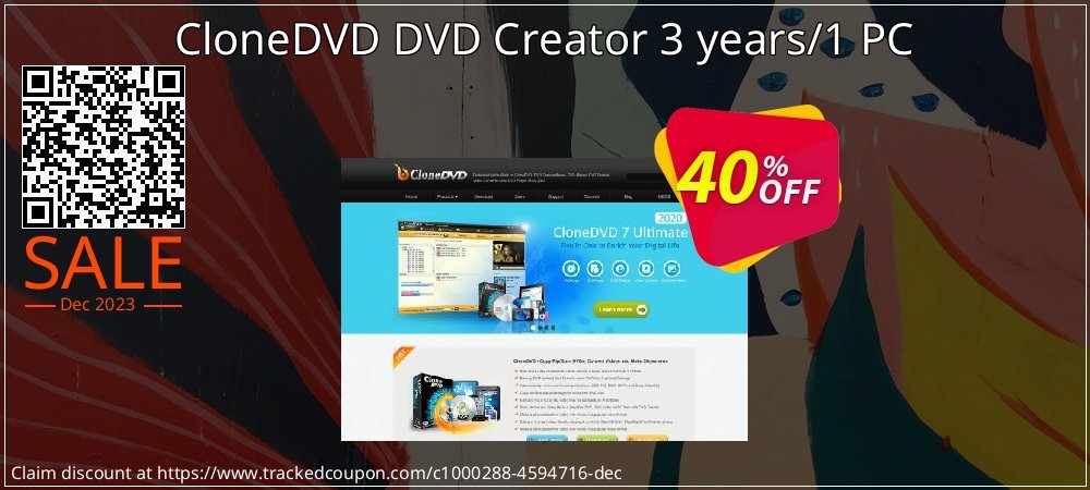 CloneDVD DVD Creator 3 years/1 PC coupon on Palm Sunday offer