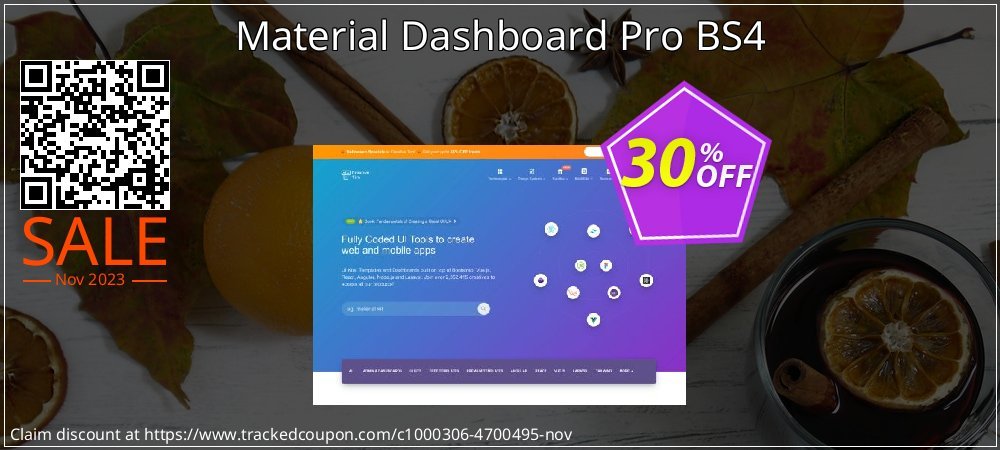 Material Dashboard Pro BS4 coupon on World Backup Day offering discount